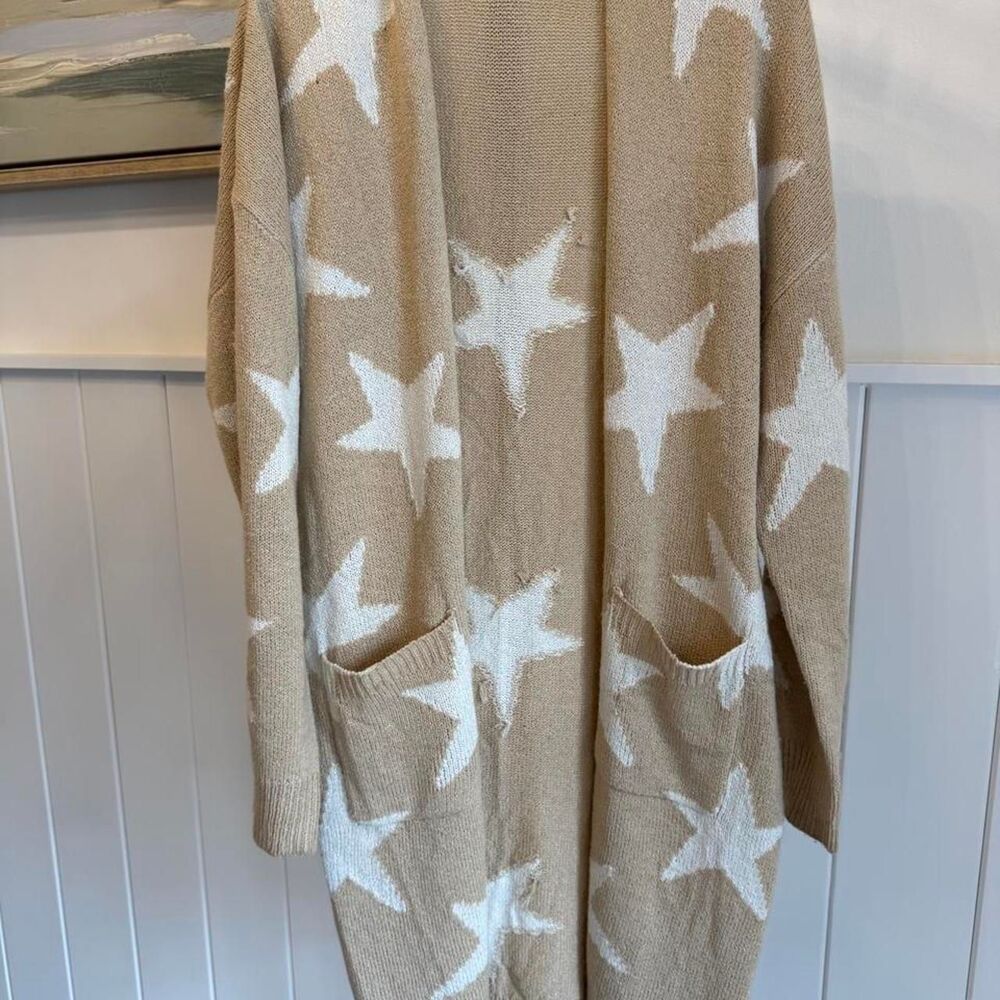 Salt Women's Tan and Cream Cardigan